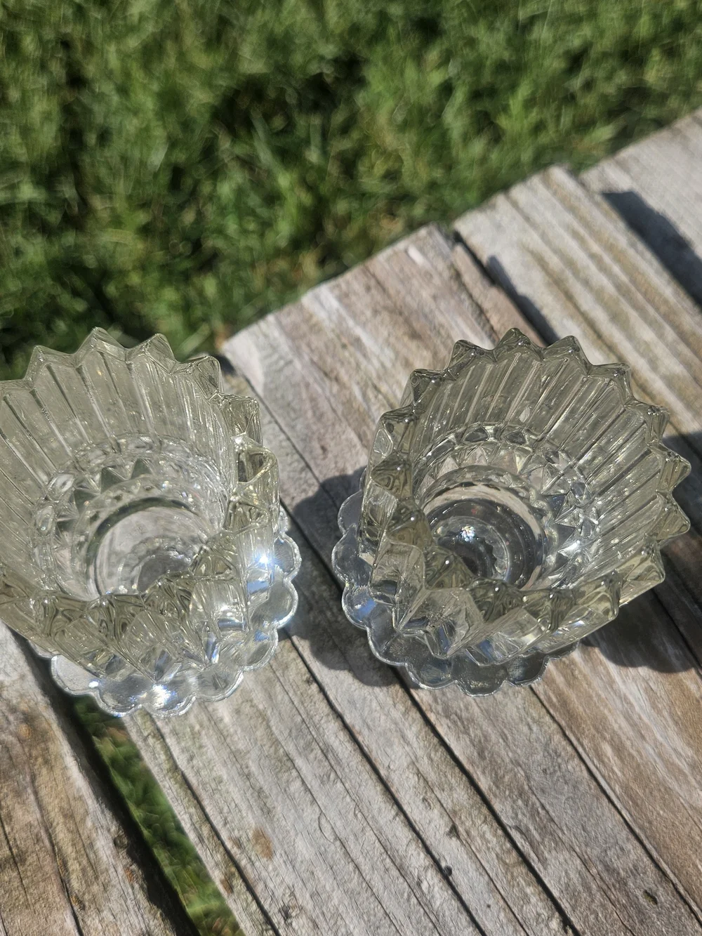 Clear Glass Pedestal Votive Holders - Pair